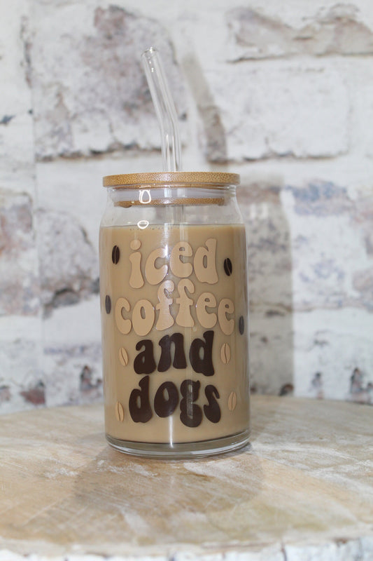 Iced Coffee And Dogs Beer Can Glass